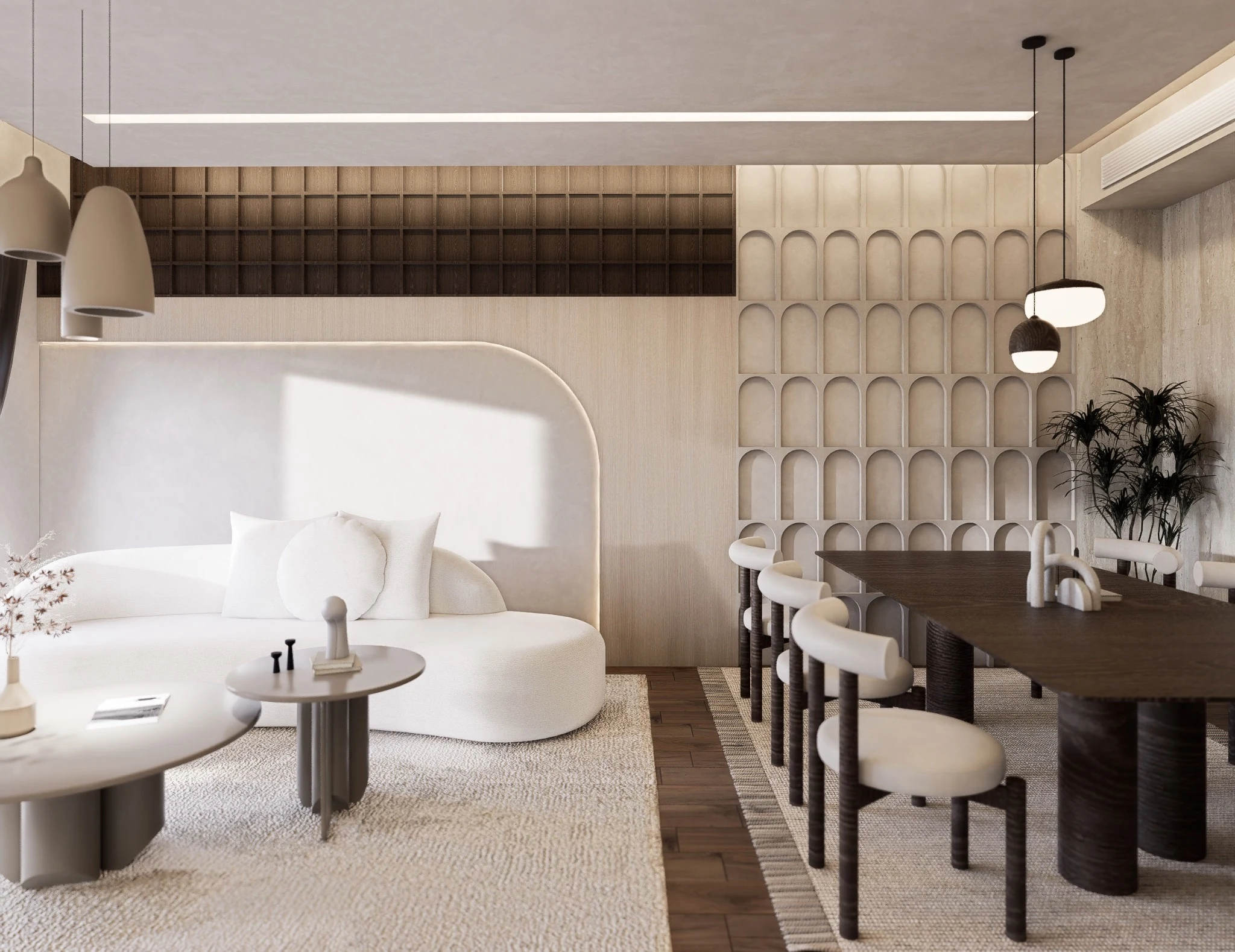 Neutral living and dining concept
